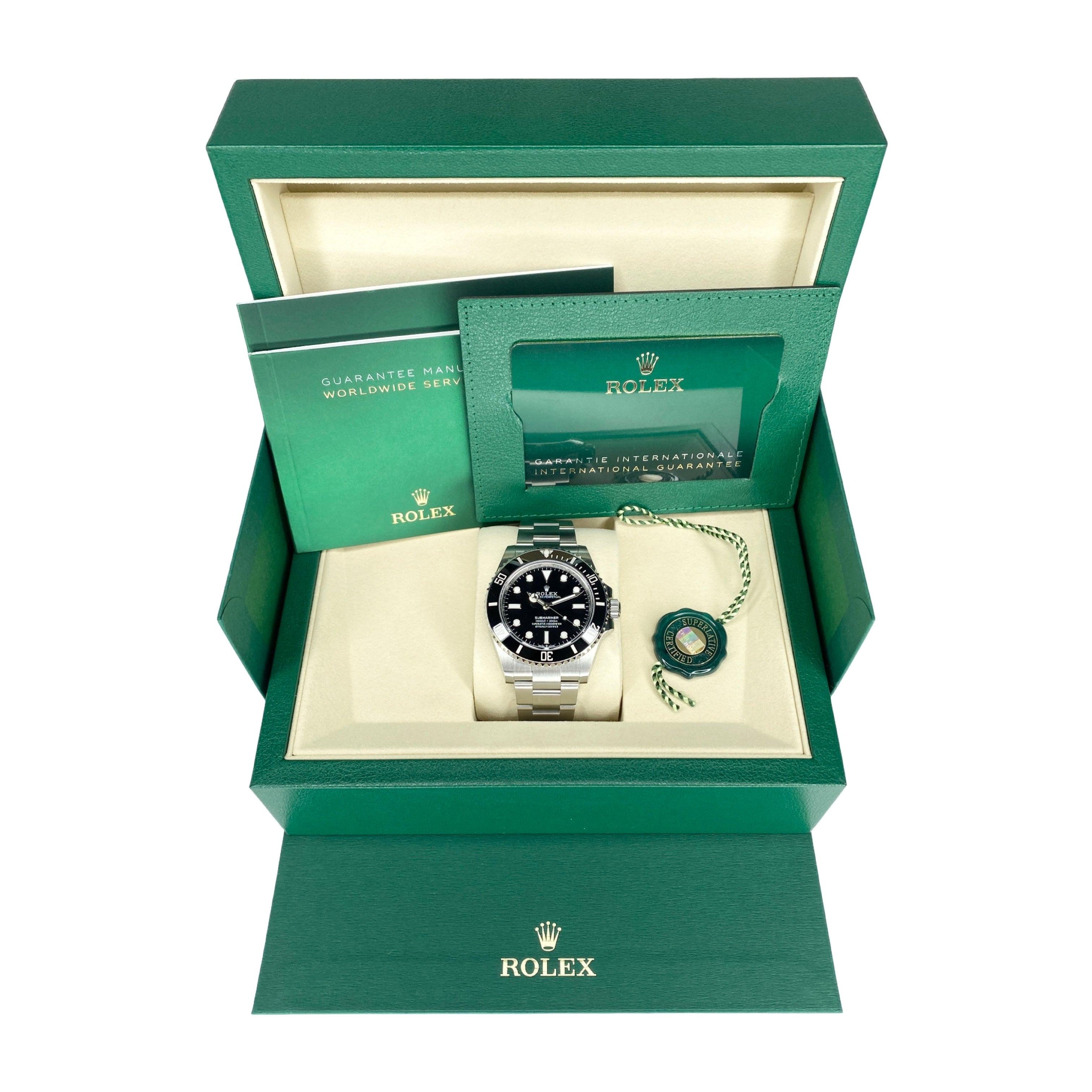 ROLEX SUBMARINER NO DATE 124060 09/2025 LC100 NEU FULLSET