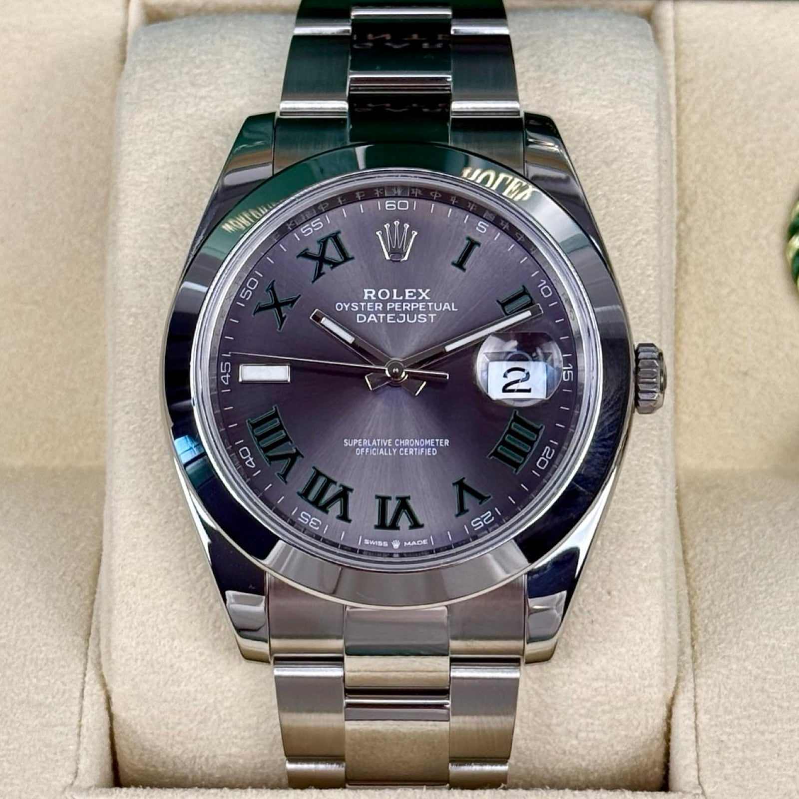 ROLEX DATEJUST 41 126300 OYSTER WIMBLEDON 12/2022 FULLSET TOP ZUSTAND