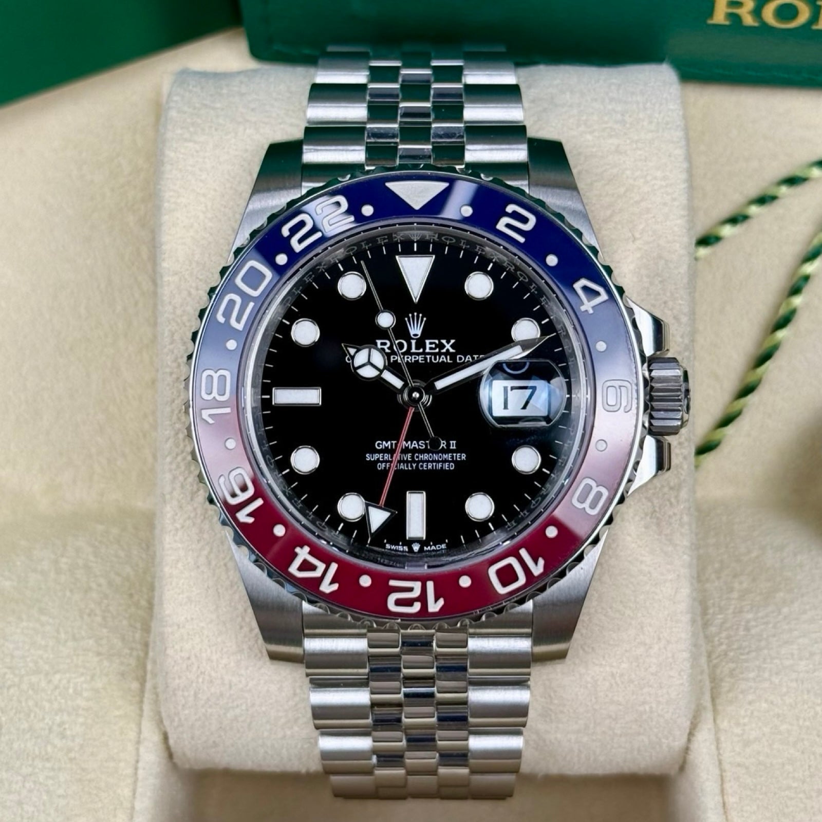 ROLEX GMT-MASTER II PEPSI 126710BLRO JUBILEE 02/2023 WIE NEU FULLSET