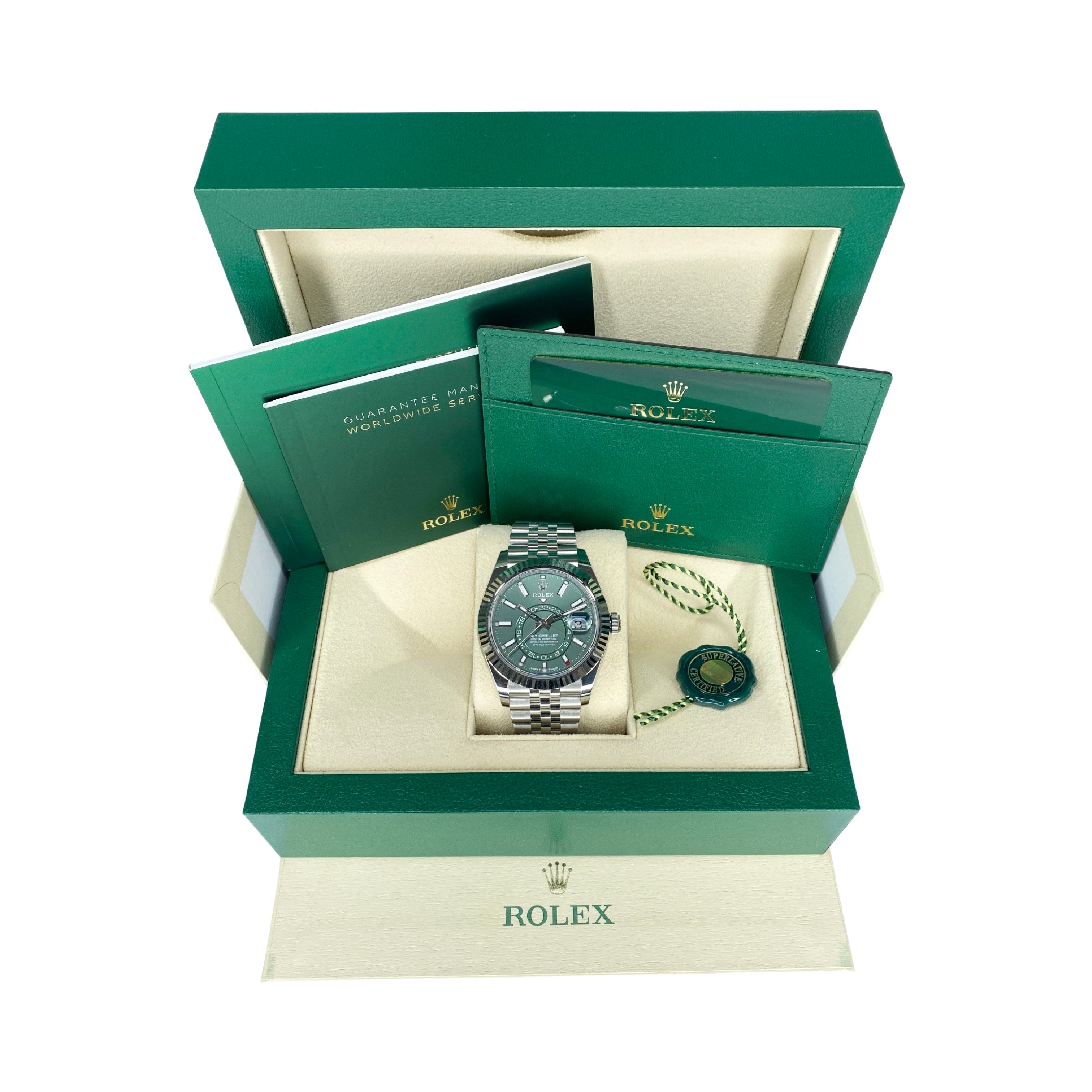 ROLEX SKY-DWELLER 336934 04/2024 GRÜN JUBILEE NEU FULLSET