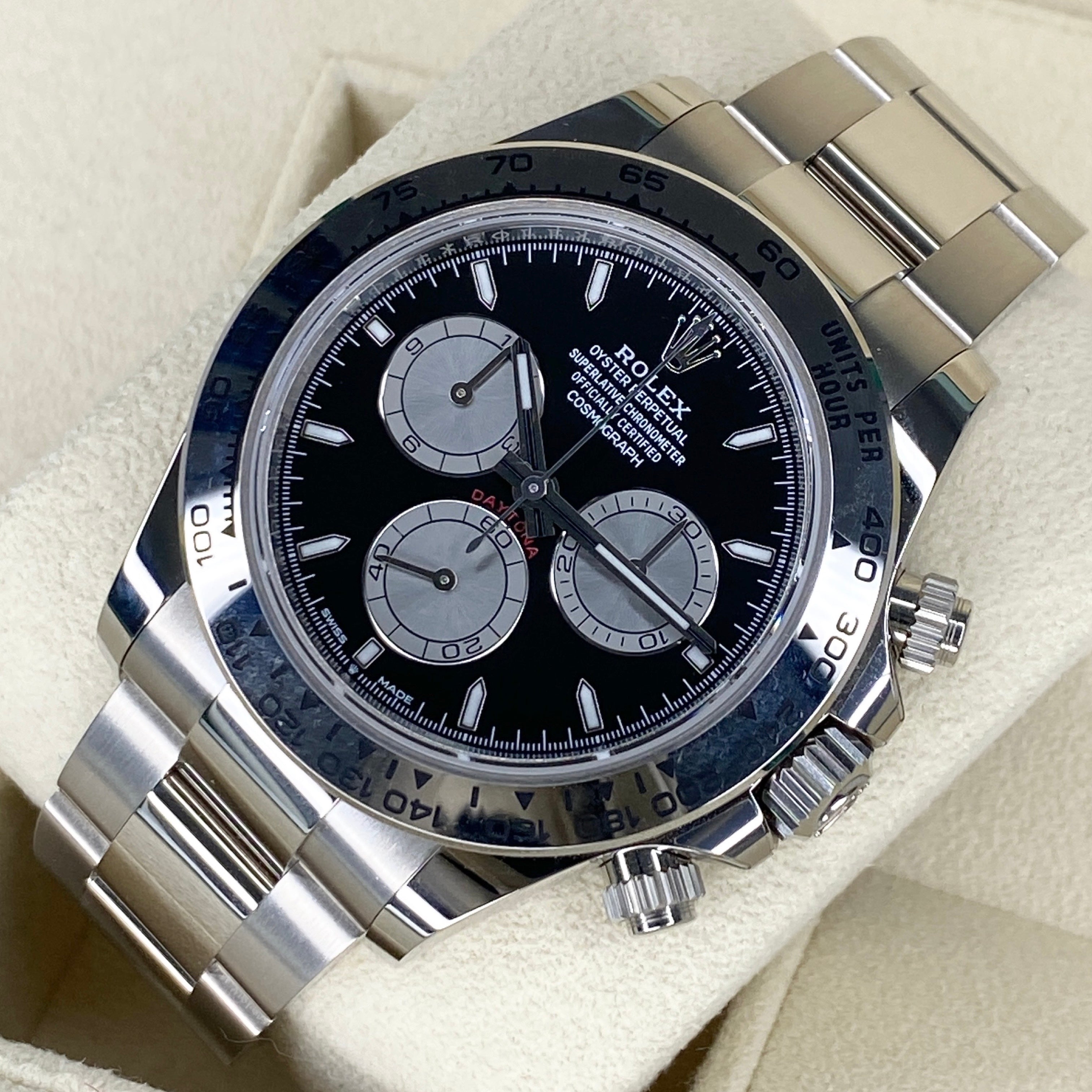 ROLEX COSMOGRAPH DAYTONA 126509 WEIßGOLD SCHWARZ 01/2024 LC100 NEU FULLSET