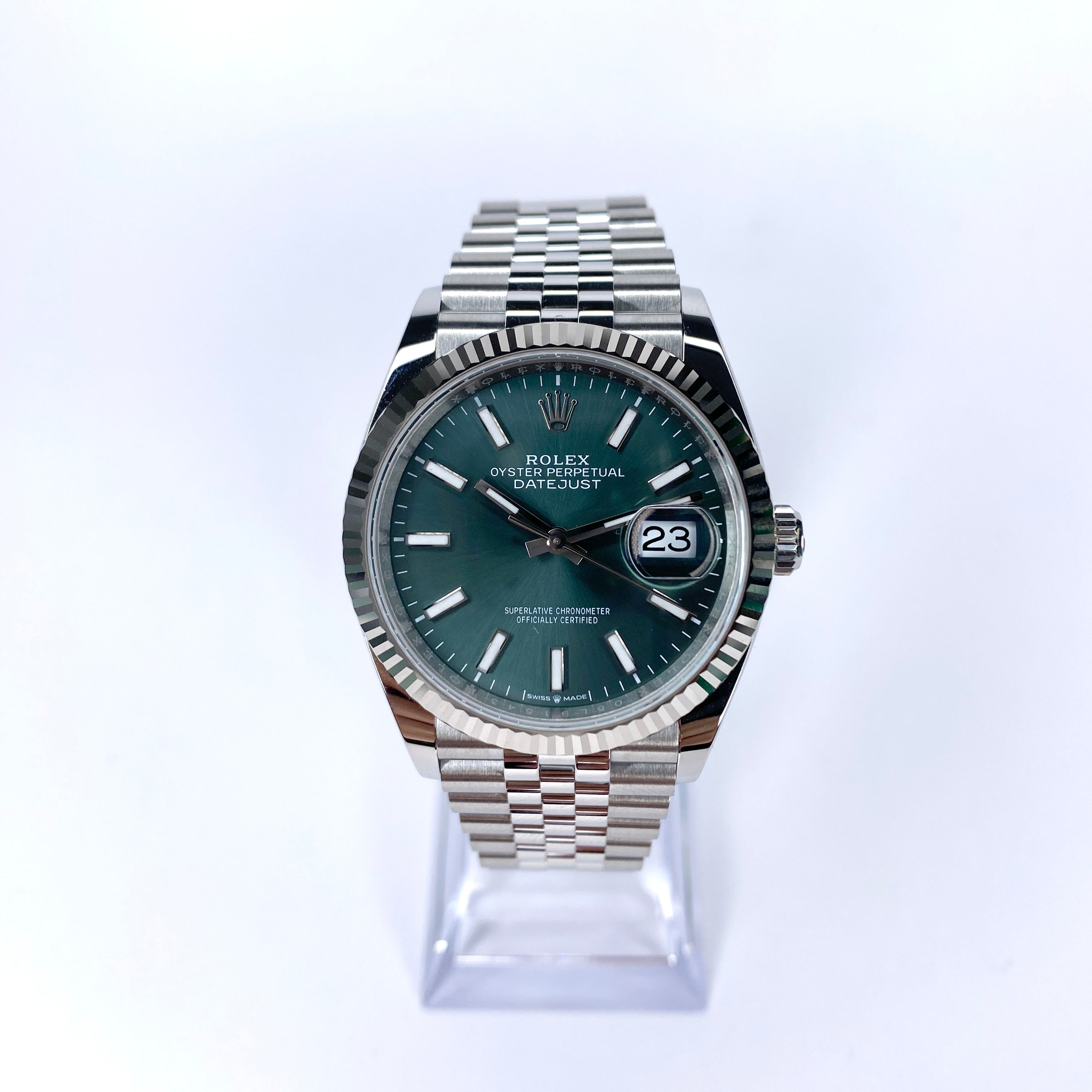 ROLEX DATEJUST 36 126234 2024 GRÜN MINT FULLSET