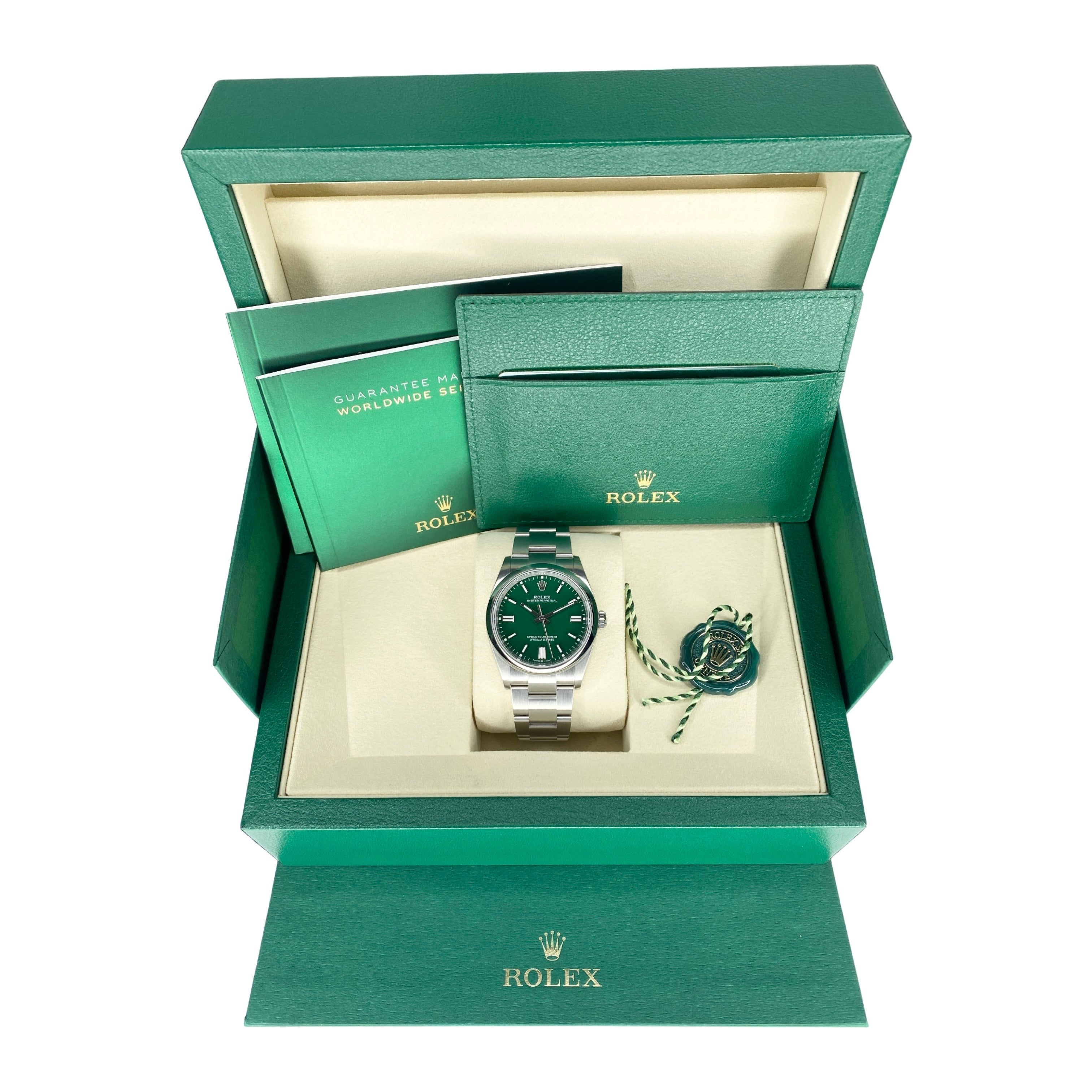 ROLEX OYSTER PERPETUAL 36 126000 01/2025 GREEN NEW LC100 FULL SET