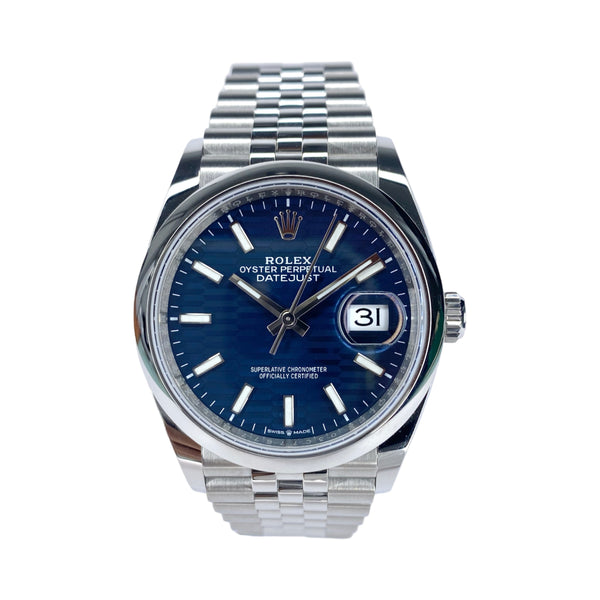 ROLEX DATEJUST 36 BLUE MOTIF 126200 2023 FULLSET 