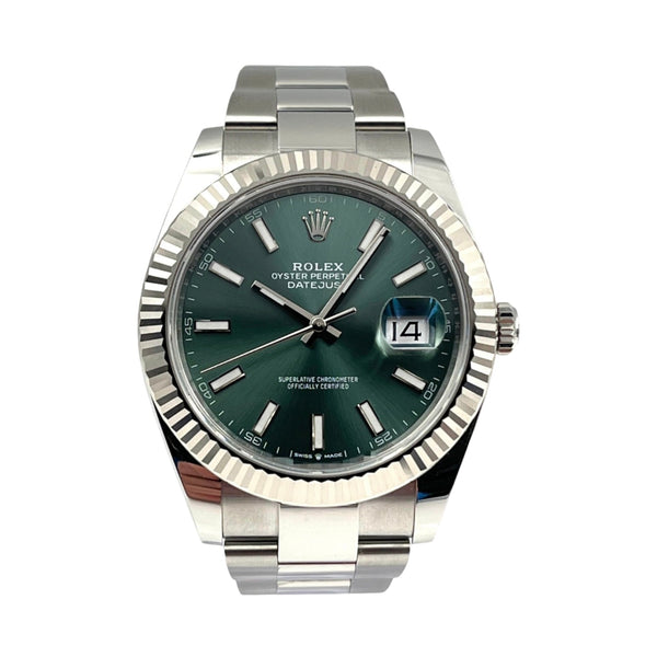 ROLEX DATEJUST 41 126334 MINT GRÜN OYSTER 05/2025 NEU FULLSET