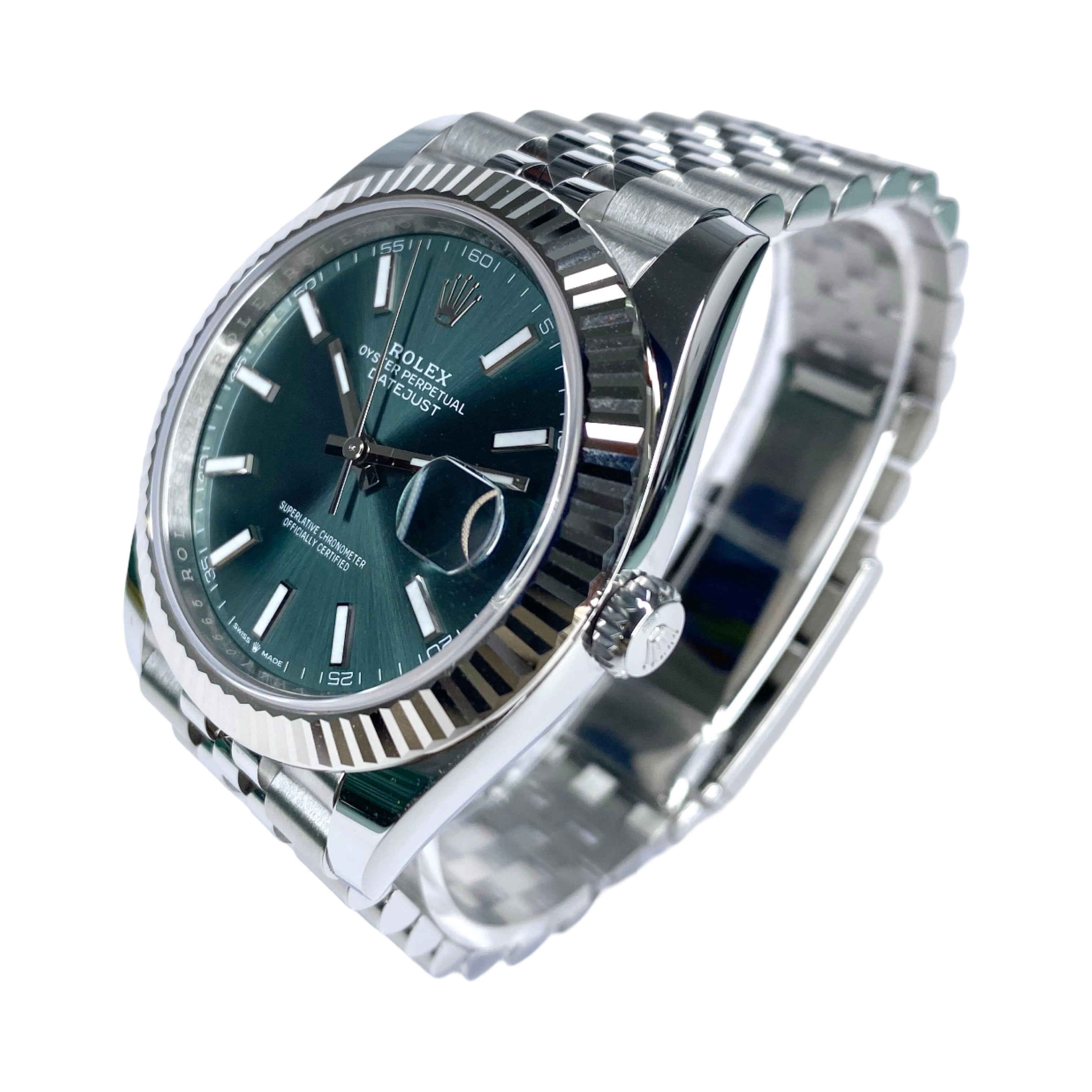 ROLEX DATEJUST 41 126334 MINT GRÜN 05/2025 LC100 NEU FULLSET