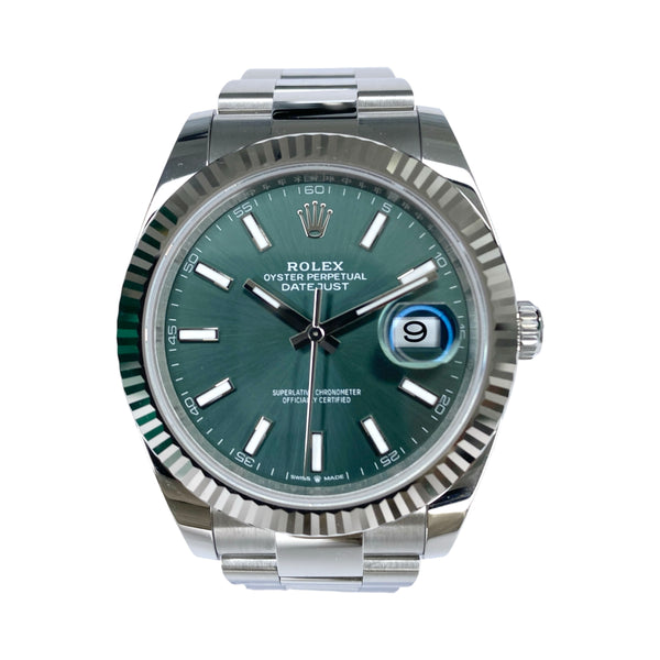 ROLEX DATEJUST 41 126334 MINT GRÜN OYSTER 05/2025 NEU FULLSET