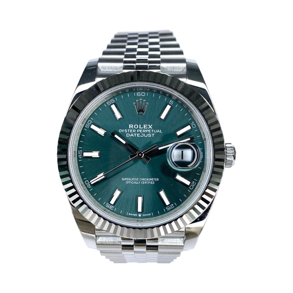 ROLEX DATEJUST 41 126334 MINT GRÜN 04/2025 NEU FULLSET