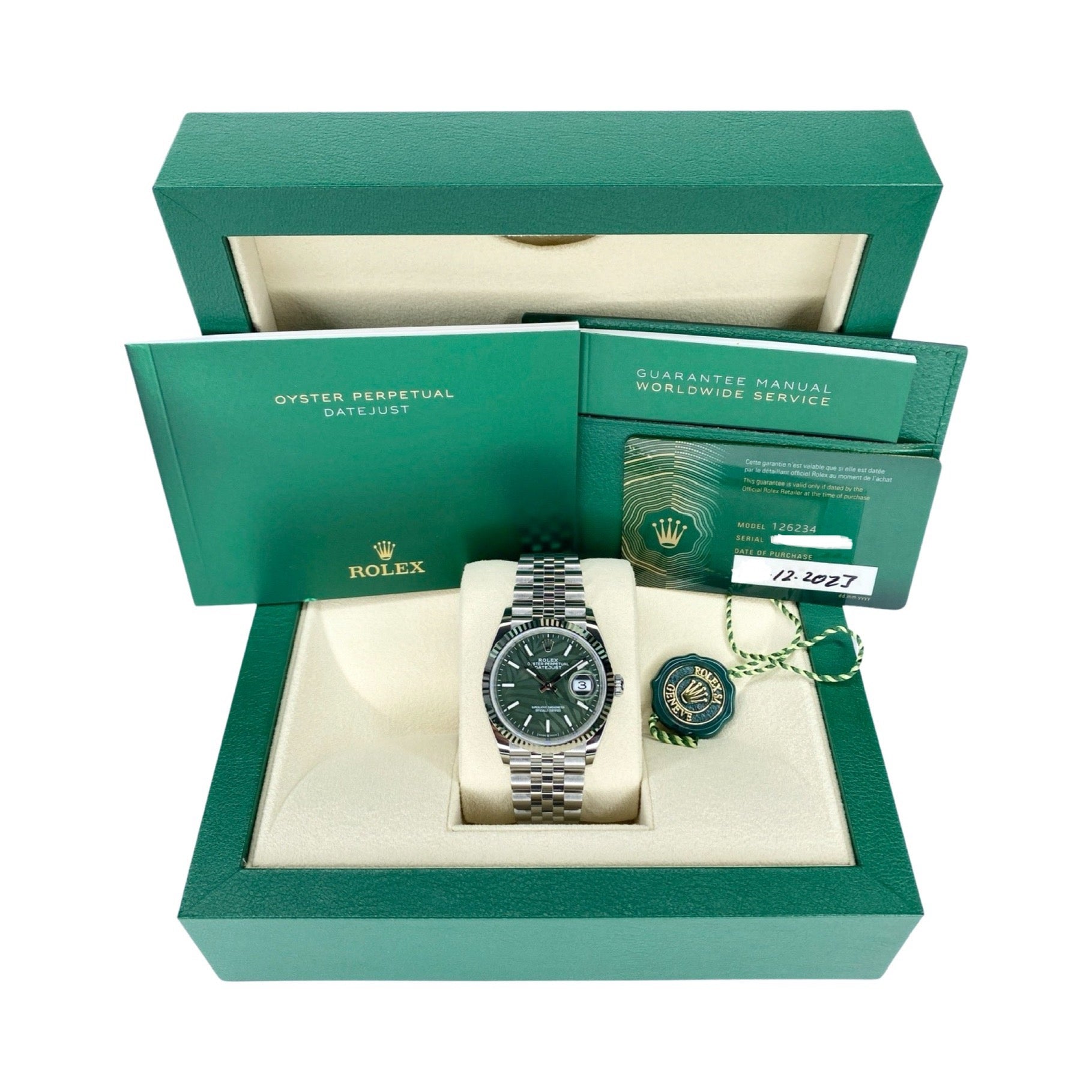 ROLEX DATEJUST 36 126234 2023 PALM FULLSET