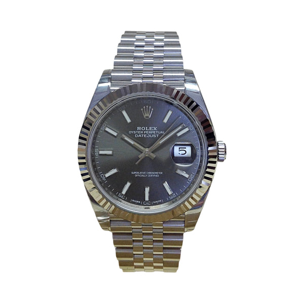 ROLEX DATEJUST 41 126334 GRAU RHODIUM 2024 NEU FULLSET