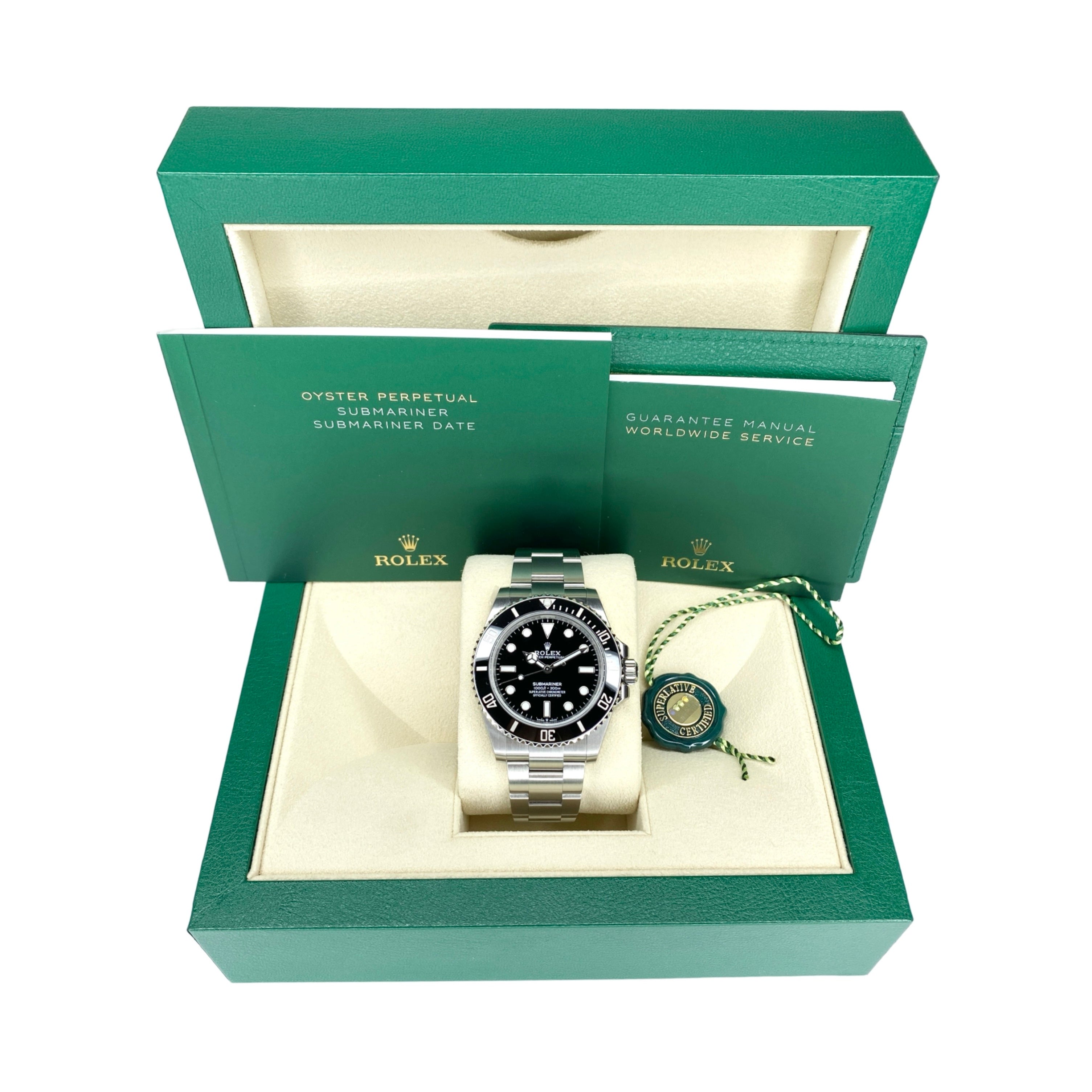 ROLEX SUBMARINER NO DATE 124060 04/2024 NEU FULLSET STICKERS